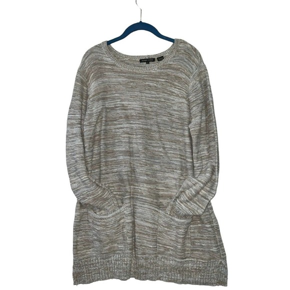 Jeanne Pierre Cable Knit Sweater Women's Large Crew Neck 100% Cotton Gray. - Picture 2 of 8